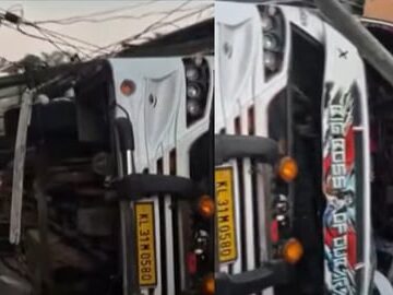 വിനോദയാത്ര പോയ ടൂറിസ്റ്റ് ബസ് മറിഞ്ഞു